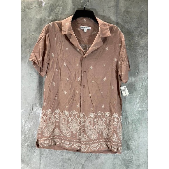 And Now This Men's Fawn Bandana-Print Regular-Fit Button-Up Camp Shirt SZ S - Picture 1 of 12